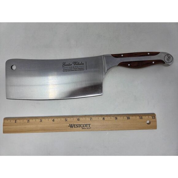 GUNTER WILHELM EXECUTIVE CHEF SERIES BUTCHERS CLEAVER 440C GERMAN STEEL 8" - Picture 1 of 6
